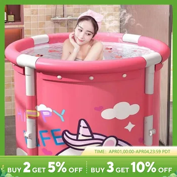 휴대용 두꺼운 비팽창식 접이식 목욕 욕조, 성인 어린이 목욕 양동이, 편리한 보관 상품 이미지