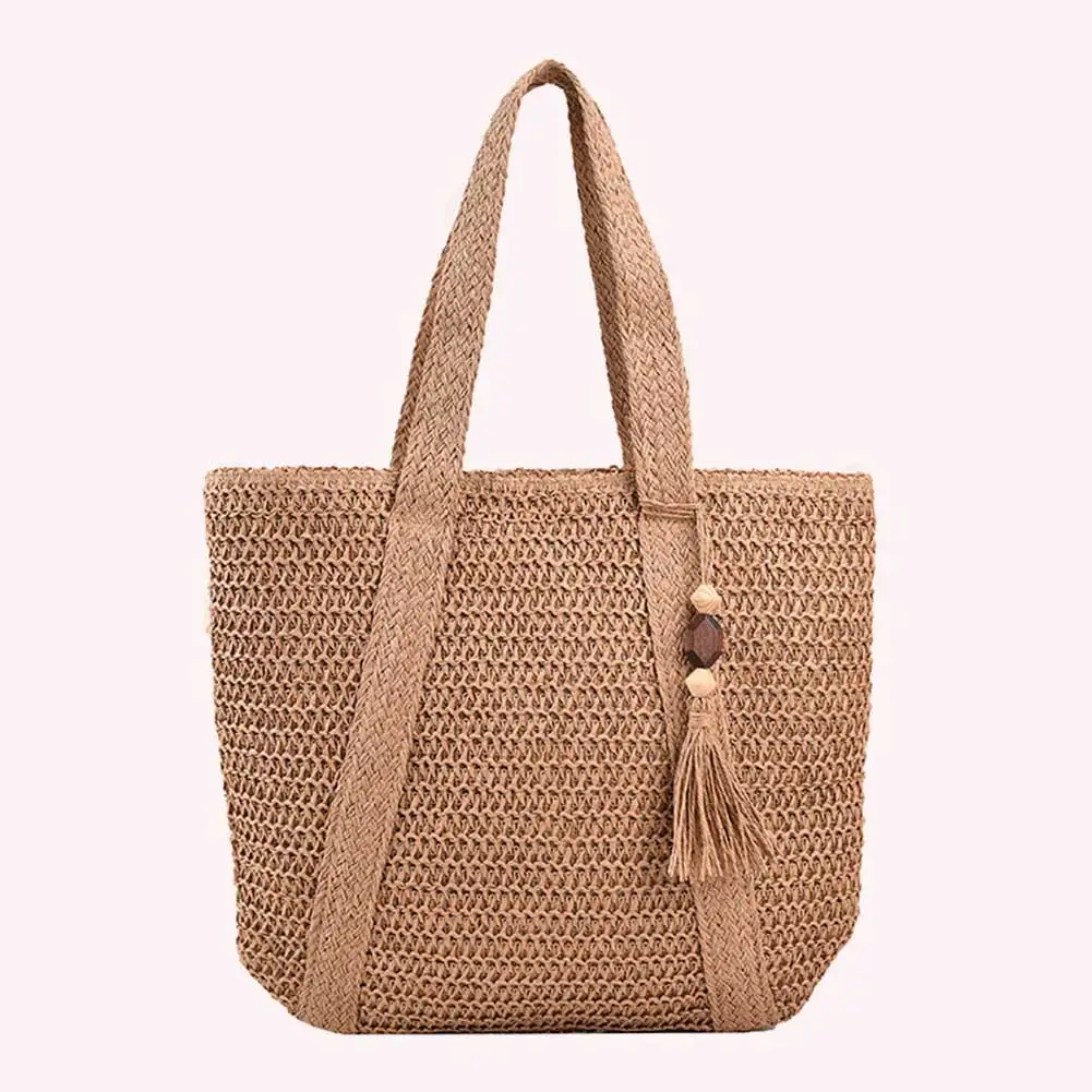 Tassel Woven Shopper Tote - Large Capacity Summer Straw Shoulder Bag 24 S90cc95588afd47febf1f0f55b6076b40c