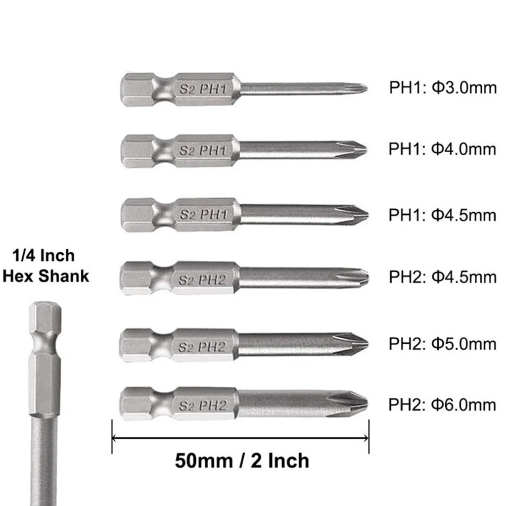 6Pcs 1/4inch Shank PH1-3 Steel Magnetic Hex Alloy Steel Cross Head Screwdriver Bit For Repairing Household Appliances
6Pcs 1/4inch Shank PH1-3 Steel Magnetic Hex Alloy Steel Cross Head Screwdriver Bit For Repairing Household Appliances