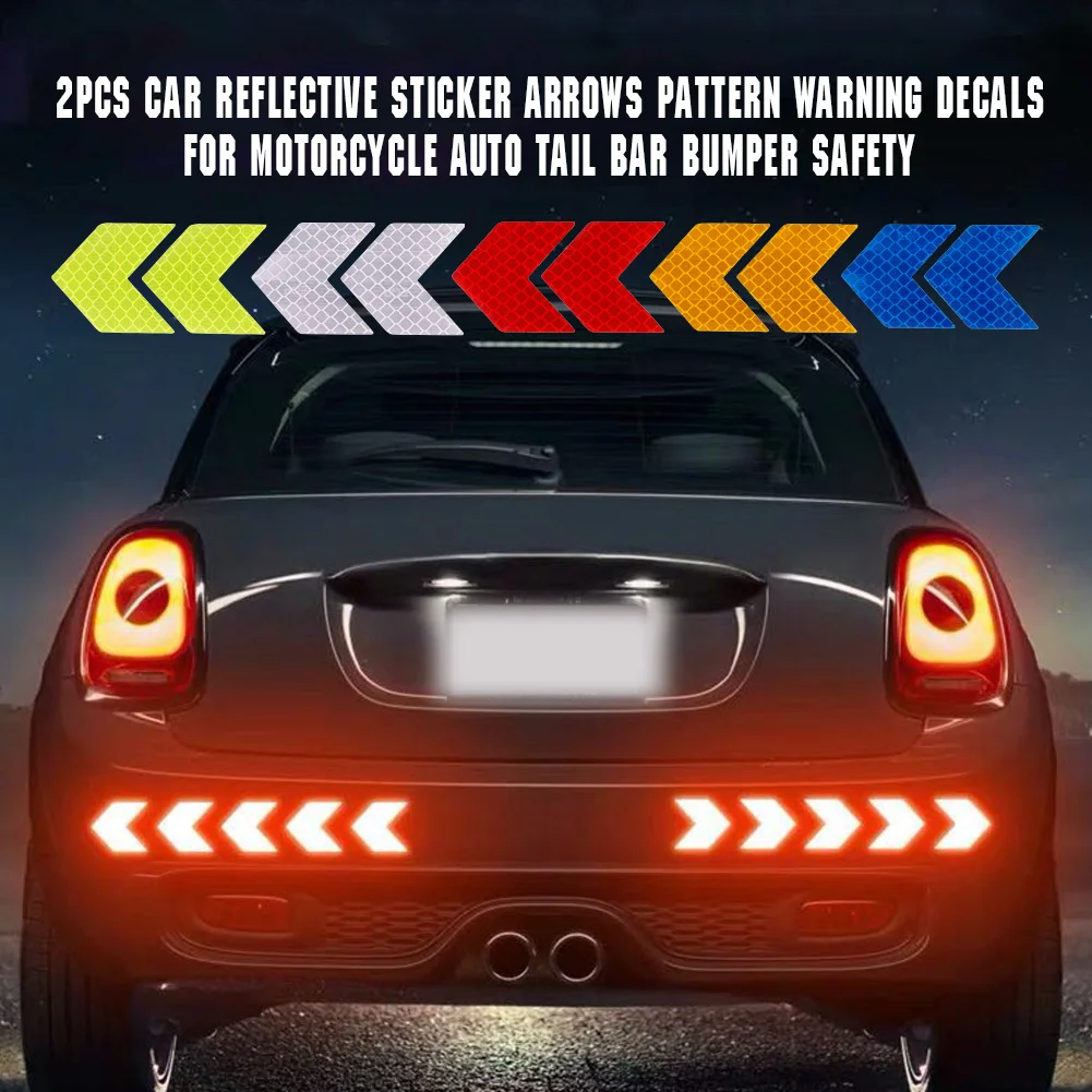 

10Pcs Car Reflective Sticker Arrows Pattern Warning Decals For Motorcycle Auto Trunk Tail Bar Bumper Safety Reflective Strips