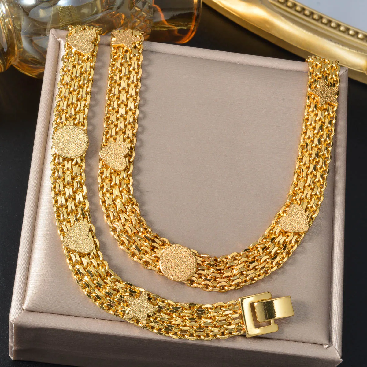 Luxury Gold Plated Brass Jewelry Set for Women Dubai Style Necklace Bracelet Minimalist Wedding Gift Party Fashion Accessories 5 Mallzona S90ce08cae13c41419c23b540a7dc1fdep Luxury Gold Plated Brass Jewelry Set for Women Dubai Style Necklace Bracelet Minimalist Wedding Gift Party Fashion Accessories Mallzona