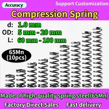65Mn Wire Diameter 1.0 mm Cylidrical Coil Compression Spring Return Compressed Springs Release Pressure Spring Steel Coils
65Mn Wire Diameter 1.0 mm Cylidrical Coil Compression Spring Return Compressed Springs Release Pressure Spring Steel Coils
