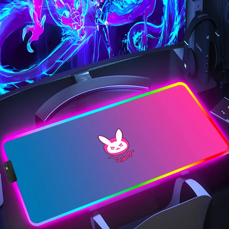 

Overwatch D.va Mouse Pad Pc Gamer Gaming Accessories RGB Non-slip Mat Keyboard Mausepad Deskmat Mousepad Mats Cabinet Mause Pads