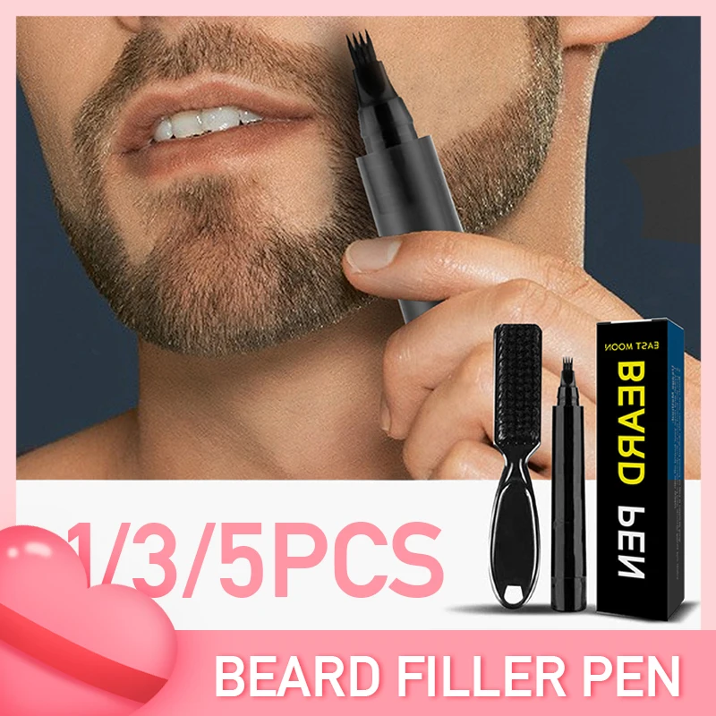 

2 pcs Mix Man Waterproof Beard Pen Filler Pencil and Brush Beard Enhancer Lasting Repair Moustache Coloring Shaping Tools Hot