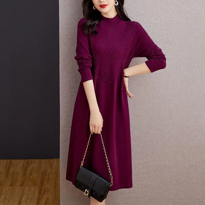 Oversize Pattern Patchwork Women Knitting Dress For Autumn Winter 2023 New Fashion Half High Collar Female Long Sweater Clothes
Oversize Pattern Patchwork Women Knitting Dress For Autumn Winter 2023 New Fashion Half High Collar Female Long Sweater Clothes