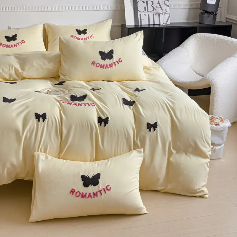 Korean INS Butterfly Embroidery Bedding Set Duvet Cover Pillowcases For Adult Girls Bed Flat Sheet Solid Color Bed Covers Kawaii
Korean INS Butterfly Embroidery Bedding Set Duvet Cover Pillowcases For Adult Girls Bed Flat Sheet Solid Color Bed Covers Kawaii
