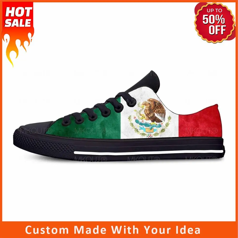 

Мексиканский Флаг, патриотическая гордость, модные смешные повседневные тканевые туфли с низким верхом, удобные дышащие кроссовки с 3D принтом для мужчин и женщин