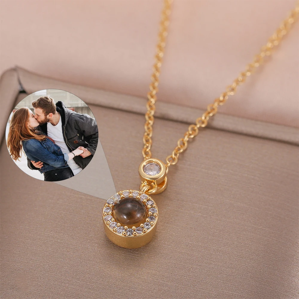 

Photo Necklace Projection Necklaces Picture Pendant Personalized Gift Mother's Day Gift Custom Jewelry Memorial Gift 2023