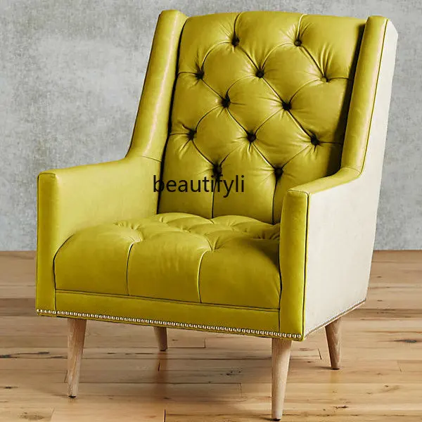 American Wingback Chair Single Sofa Large and Small Apartment Type Pull Buckle Sofa Leather Bedroom Sofa
American Wingback Chair Single Sofa Large and Small Apartment Type Pull Buckle Sofa Leather Bedroom Sofa