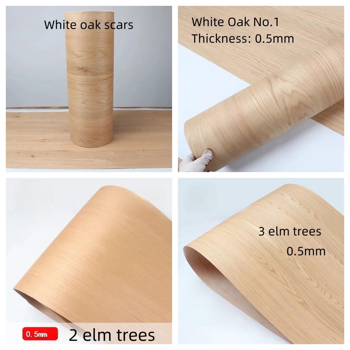 

Natural White Oak Single-panel Furniture Veneer Elm Wood Veneer 0.5mm Thickness Wallboard Decoration Veneer L2500mm W600mm