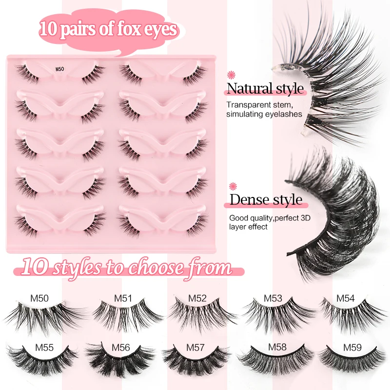 Lanjinglin 3/5/10 Pairs Cat Eye Lashes Soft Natural Look False Eyelashes Mink Eyelashes Hot Selling 3D Curly Eyelashes Makeup 14 S90df7f4440b2494594a5cec431165cc92