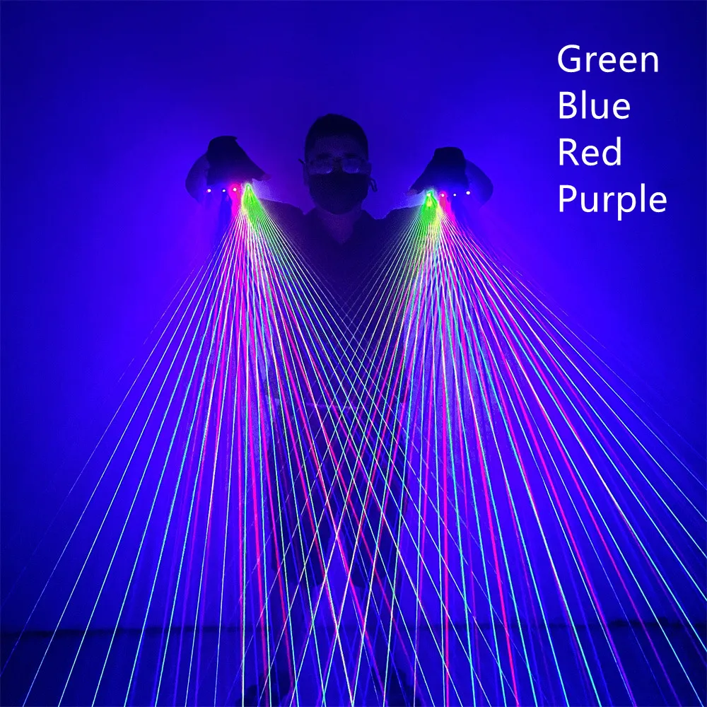 

Magicool Green Blue Red Purple Multi-line RGB Laser Gloves DJ Led Light Pair Rechargeable Battery Concert Glowing Dance Props