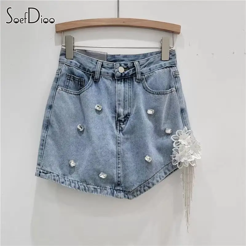 Soefdioo Diamonds 3D Flower Design Denim Shorts Skirts Women Sexy High Waist Lift Hip Short Jeans 2023 Summer Female Streetwear
Soefdioo Diamonds 3D Flower Design Denim Shorts Skirts Women Sexy High Waist Lift Hip Short Jeans 2023 Summer Female Streetwear