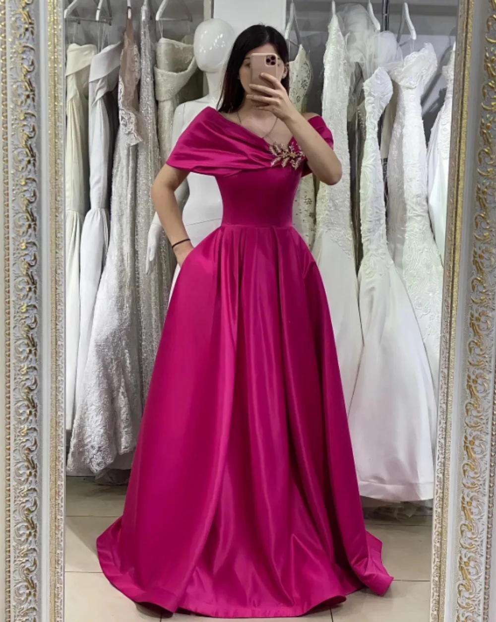 Gorgeous A-Line Satin Formal Evening Dress Appliques Wedding Party Dress Mother Reception Dress Custom Floor-Length Prom Dress
Gorgeous A-Line Satin Formal Evening Dress Appliques Wedding Party Dress Mother Reception Dress Custom Floor-Length Prom Dress