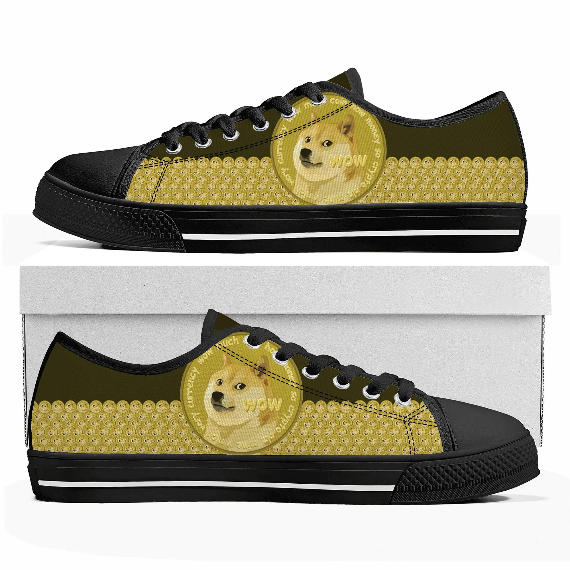 

Dogecoin Crypto Currency Dog Coin Low Top Sneakers Mens Womens Teenager Canvas Sneaker Couple High Quality Shoes Custom Shoe