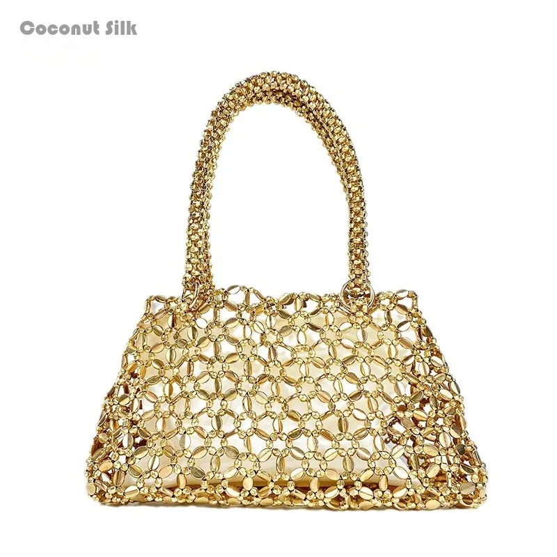 

CoCoS Women's One Shoulder Handwoven Dumpling Lipstick Bag 2024 Summer New Versatile Acrylic Sequin Bead Bag