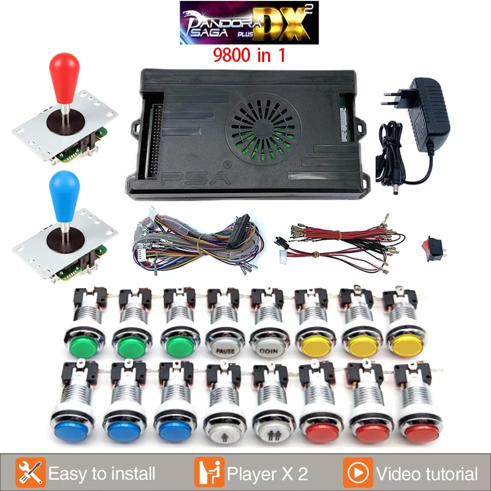 

9800 in 1 Pandora Saga Box DX 2 Arcade DIY Kit Game Console 8 Way Joystick Led Light Switch Push Button Cabinet Bartop 2 Playes