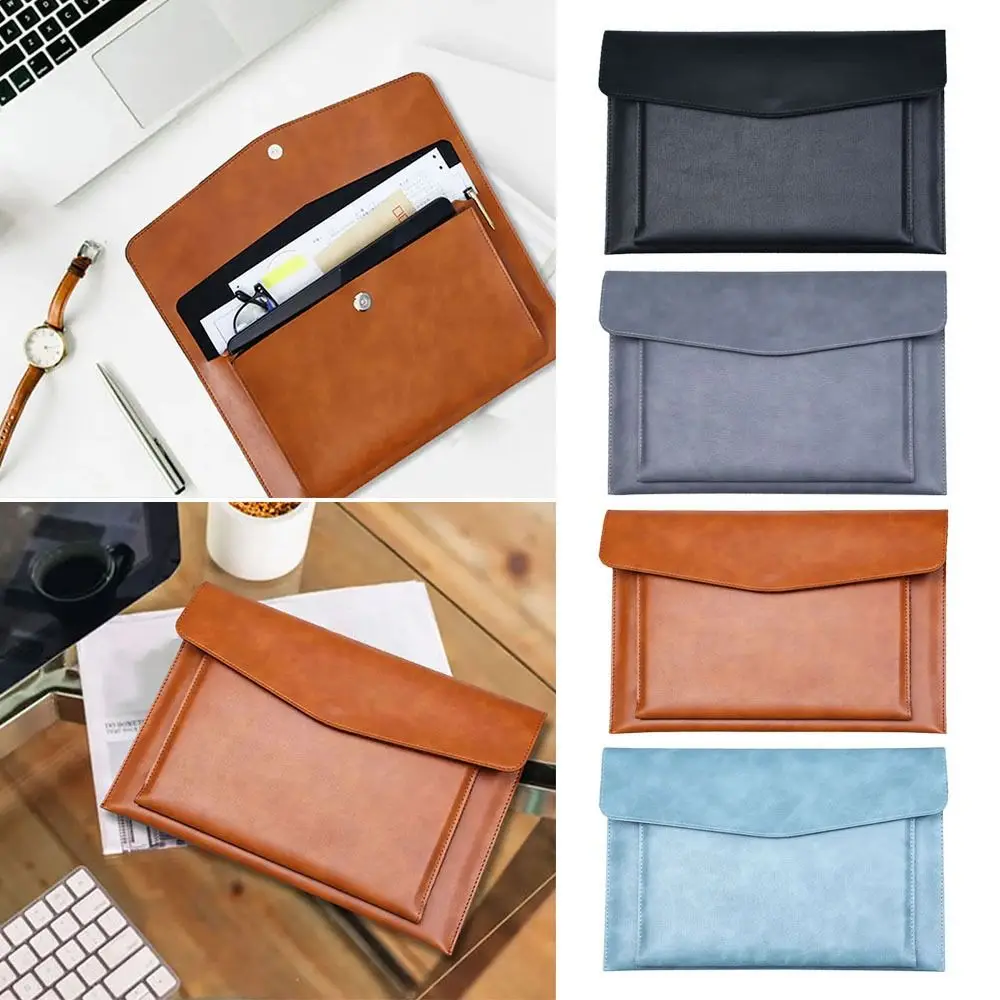 

Leather A4 File Folder High-quality Large Capacity Waterproof Business Briefcase Double-layer Office Organizer Archive Bag