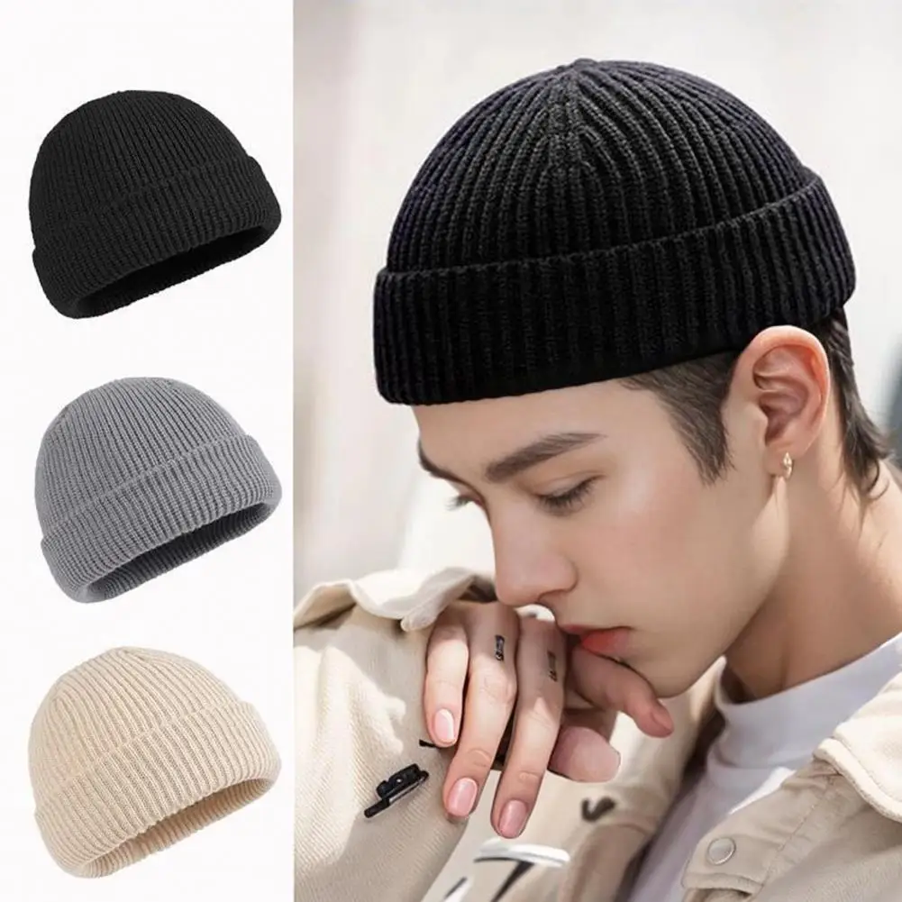 

Winter Knitted Beanie Hat Warm Autumn Winter Beanie Brimless Melon Cap Outdoor Skiing Cycling Women Men Unisex Skull Cap