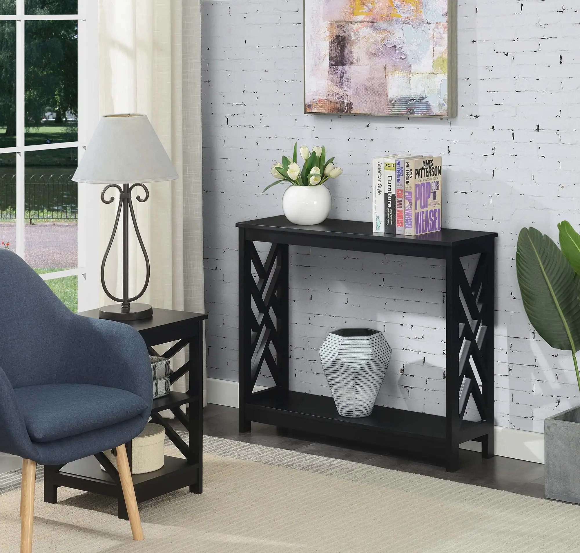 Convenience Concepts Titan Console Table with Shelf Multiple Finishes Living space geometric design
Convenience Concepts Titan Console Table with Shelf Multiple Finishes Living space geometric design