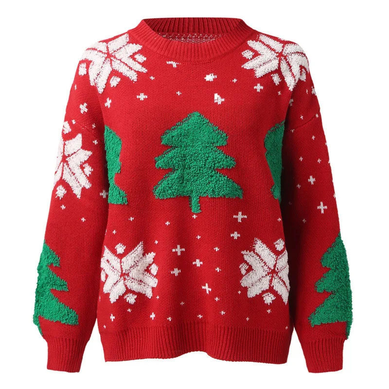 Christmas Tree Pullover Sweater for Women Winter Thick Full Sleeve Jumper Red Jeresy Snowflake Acrylic O-neck Sweaters Female
Christmas Tree Pullover Sweater for Women Winter Thick Full Sleeve Jumper Red Jeresy Snowflake Acrylic O-neck Sweaters Female