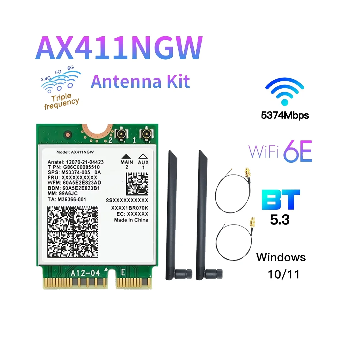 Для Intel AX411 WiFi карта + 8 дБ антенна WiFi 6E CNVio2 BT 5,3 трехдиапазонный 5374 Мбит/с WiFi адаптер для ноутбука/ПК Win10/11-64-бит
Для Intel AX411 WiFi карта + 8 дБ антенна WiFi 6E CNVio2 BT 5,3 трехдиапазонный 5374 Мбит/с WiFi адаптер для ноутбука/ПК Win10/11-64-бит