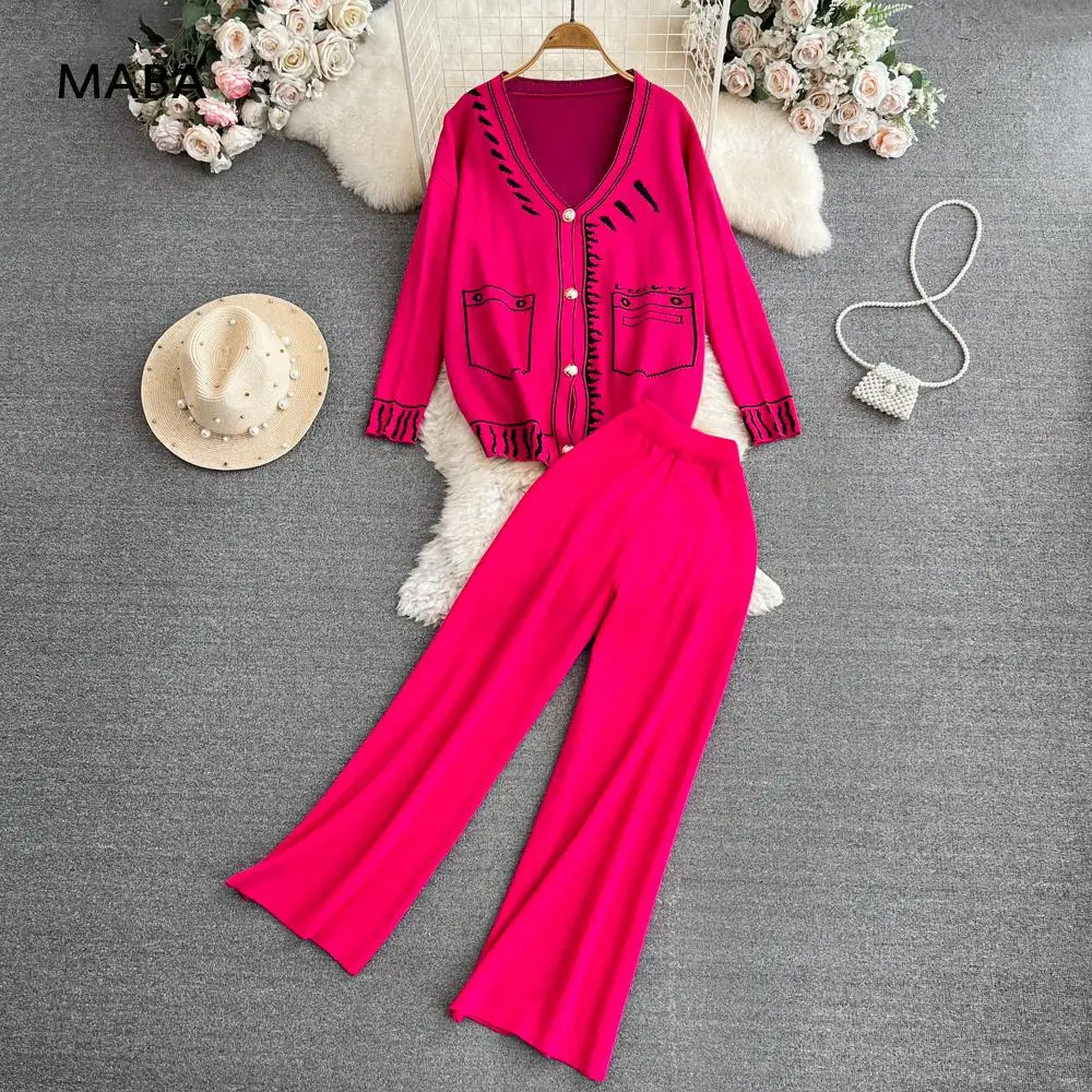 Print Pants Sets Autumn Winter Women Loose V-neck Knitted Cardigan+ High Waist Wide Leg Pants Casual Streetwear 2-piece Set Suit
Print Pants Sets Autumn Winter Women Loose V-neck Knitted Cardigan+ High Waist Wide Leg Pants Casual Streetwear 2-piece Set Suit