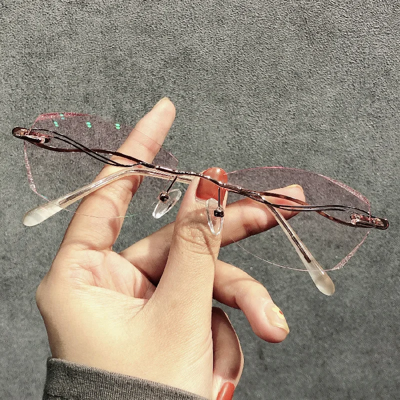 

Frameless Glasses Myopia Women's Optical Prescription Customization Diamond Rimmed Frameless Small Frame Ultra Light Glasses