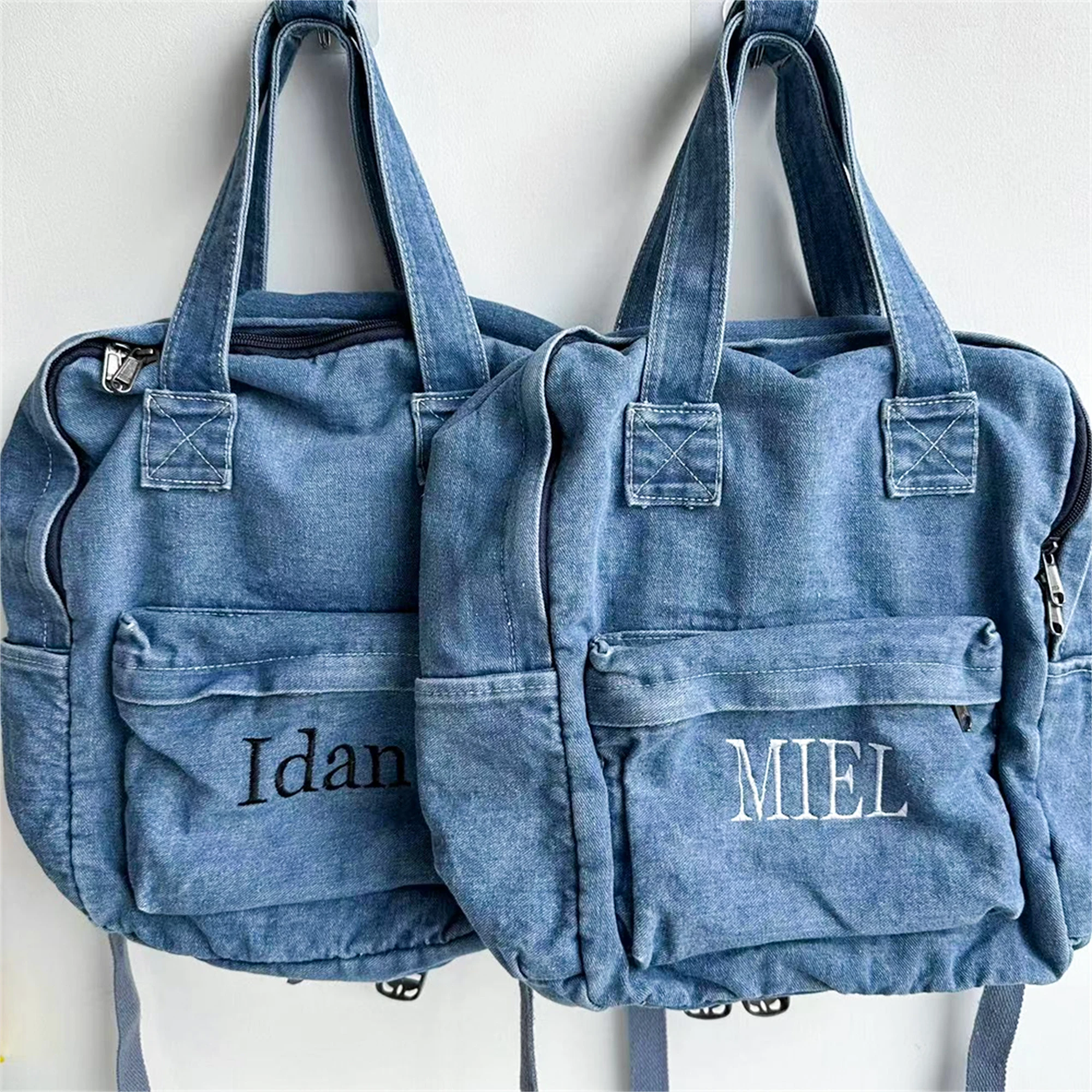 Custom Embroidery Name Women's Shopping Denim Backpack Birthday Wedding Party Gifts Denim Bag Personalized Travelling Totes
Custom Embroidery Name Women's Shopping Denim Backpack Birthday Wedding Party Gifts Denim Bag Personalized Travelling Totes