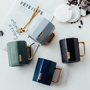 Japanese Simple Ceramic Mug INS Brand Creative Office Coffee Mug Couple Home Water Cups With Cover Spoon mugs coffee cups mugs