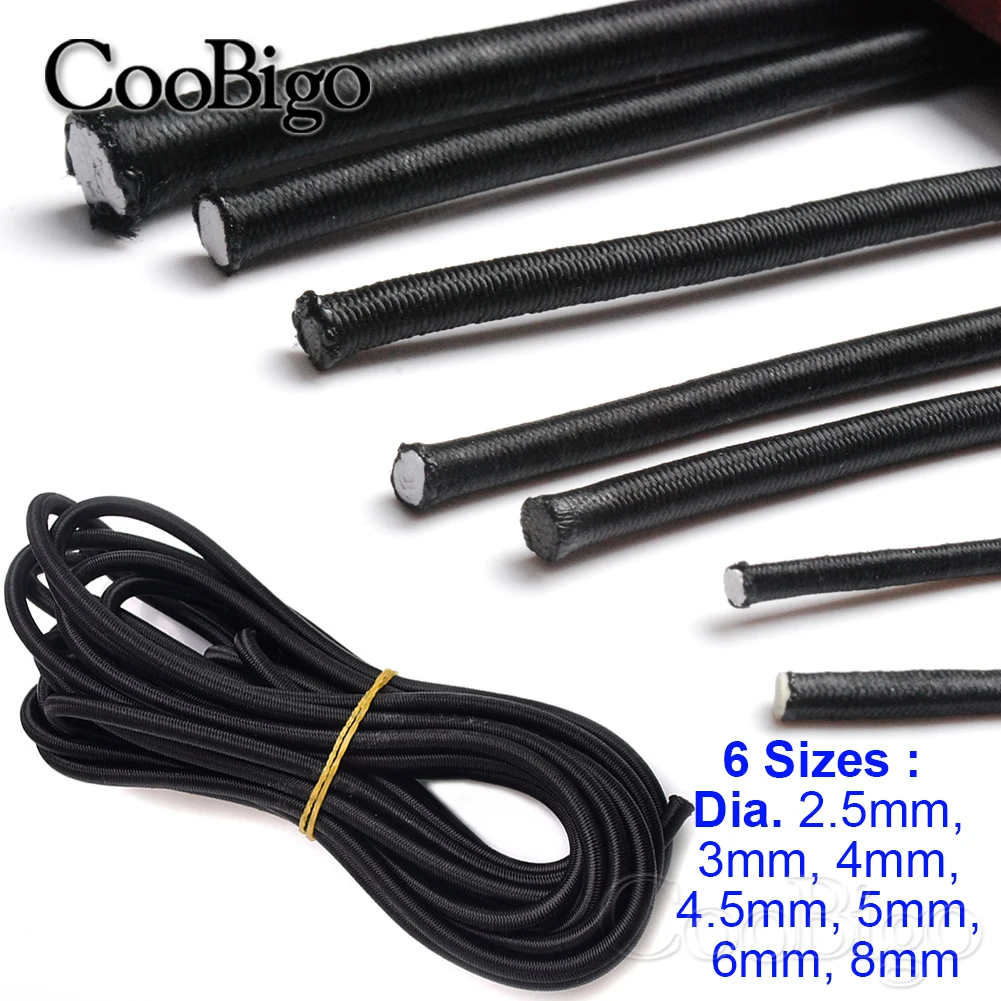 Elastic Rope Bungee Cord Shock Rubber Band Stretch String for Backpack Package Binding Sportswear Parts Black Round 10 Meters | Спорт и
