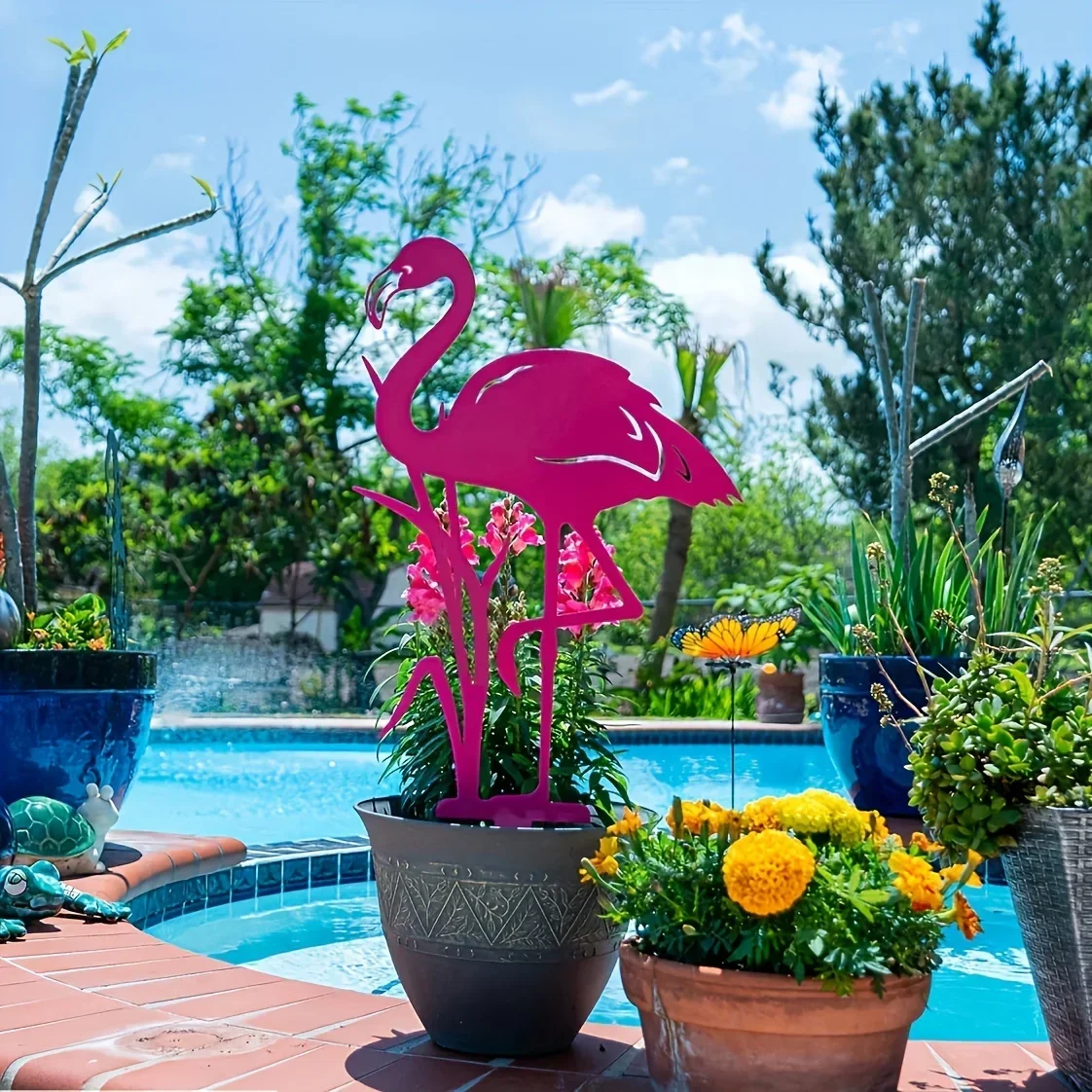 

CIFBUY Deco Flamingo Hollow Dust Proof Wrought Iron Art Sculpture For Garden Metal Home Garden Yard Outdoor Statue Stake Decora