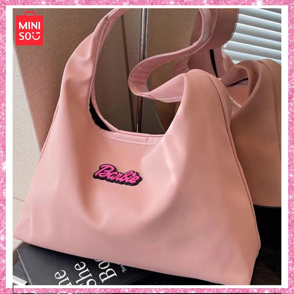 

2023 New Miniso Barbie Hundred Multifunctional Canvas Commuter Tote Handbag Commuter Underarm Bag Shoulder Girls Birthday Gift