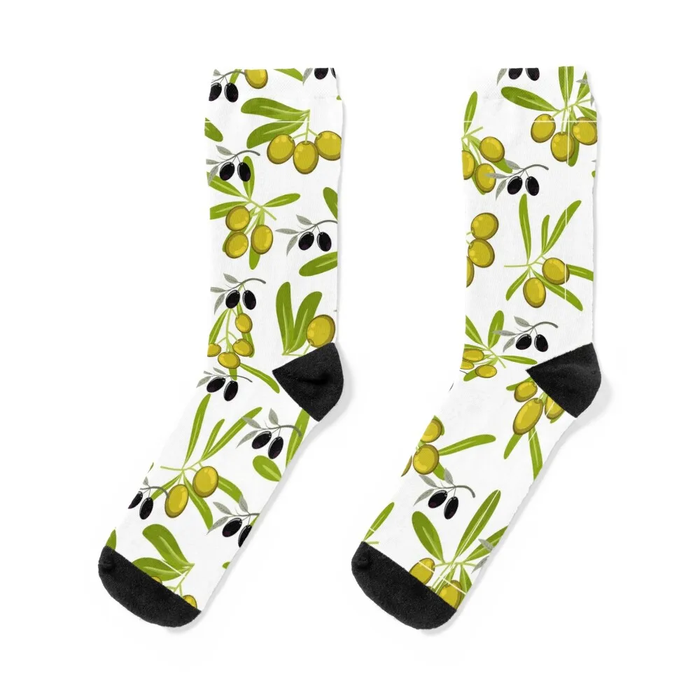

Носки с рисунком зеленых и ЧЕРНЫХ ОЛИВОК и листьев, забавные подарки, походные ботинки, модные крутые роскошные женские носки, мужские