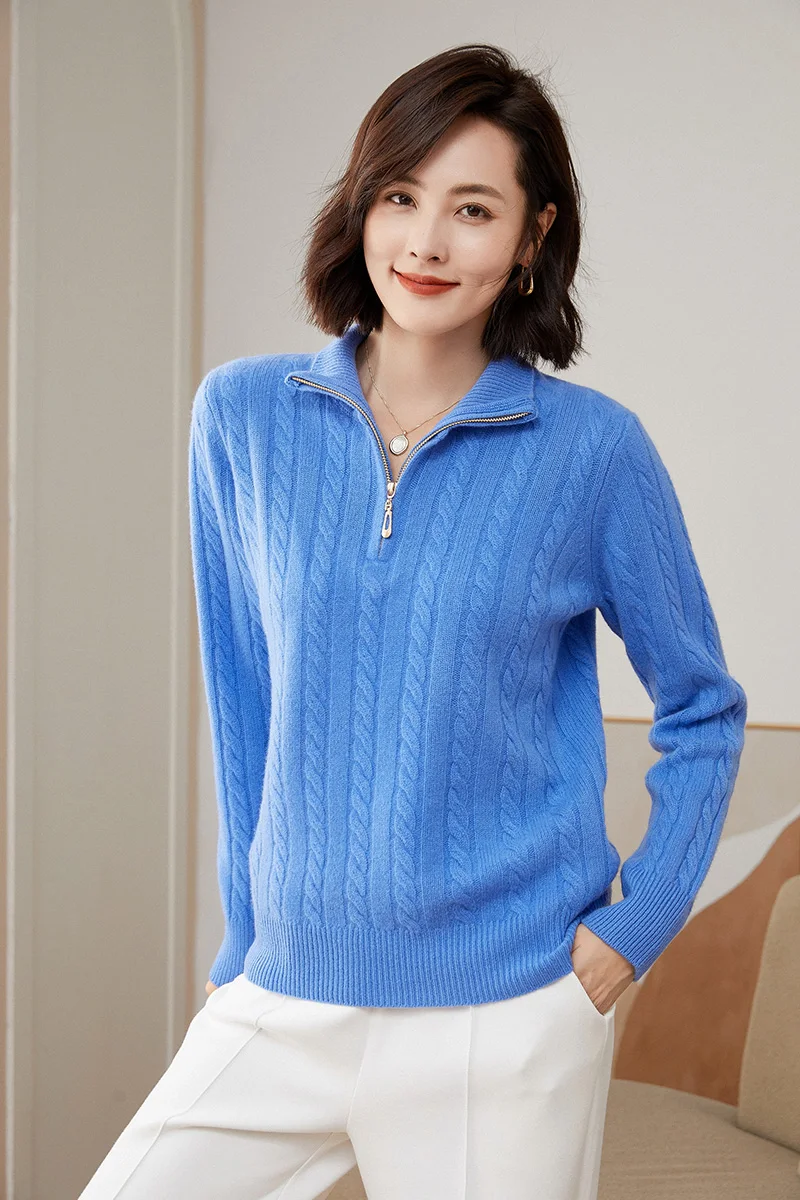 Women's Clothing 2023 Autumn Winter O-Neck Pullover Solid Color Sweater Wool Silk Knit Slim Fit l Zippered Long Sleeve Top
Women's Clothing 2023 Autumn Winter O-Neck Pullover Solid Color Sweater Wool Silk Knit Slim Fit l Zippered Long Sleeve Top
