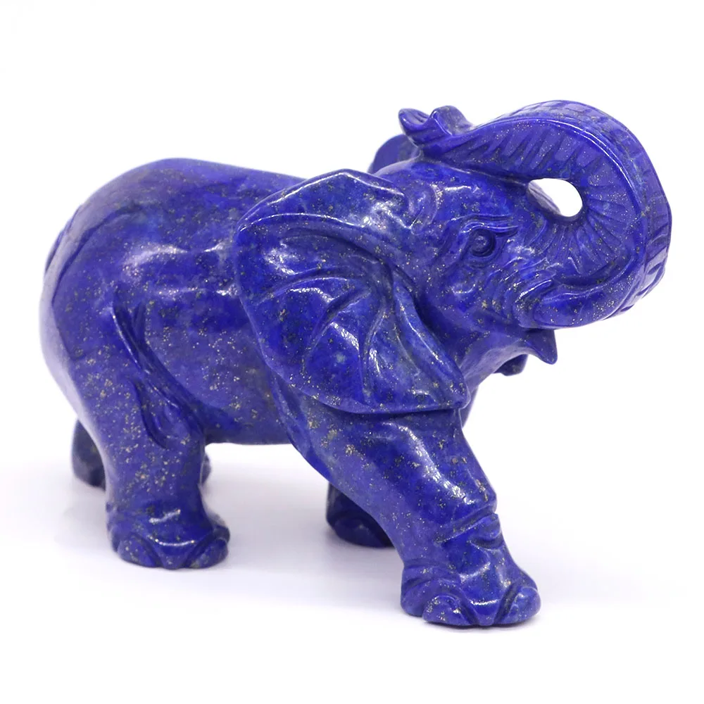 

5" Elephant Statue Natural Reiki Healing Gemstone Lapis Lazuli Crystal Hand Carved Stone Animal Figurine Crafts Home Decor Gifts