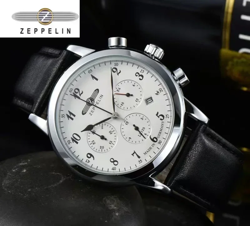 

New Zeppelin Fashion Mens Sports Watches Man Business Quartz Wristwatch Luxury Black Leather Bracelet Men Casual Clock Watch