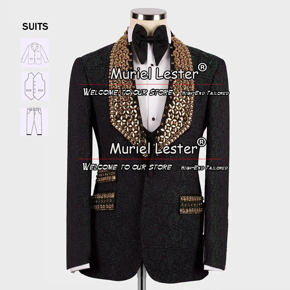 Elegant Wedding Suis Formal Groom Wear Tuxedos Handmade Crystals Beaded Notched Lapel Jacket Banquet 3 Pieces Blazer Vest Pants
Elegant Wedding Suis Formal Groom Wear Tuxedos Handmade Crystals Beaded Notched Lapel Jacket Banquet 3 Pieces Blazer Vest Pants