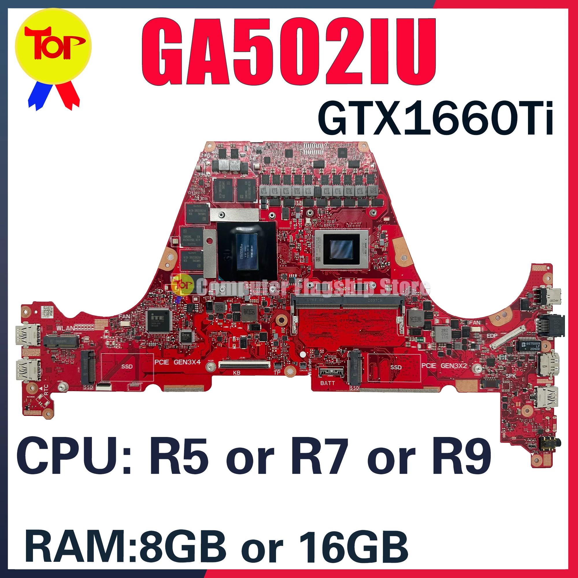 

KEFU GA502IU Laptop Motherboard For Asus G15 GA502 GA502IV GA502DU Mainboard R7-4800H R9-4900 R5-4500H GTX1660Ti RTX2060 8GB-RAM