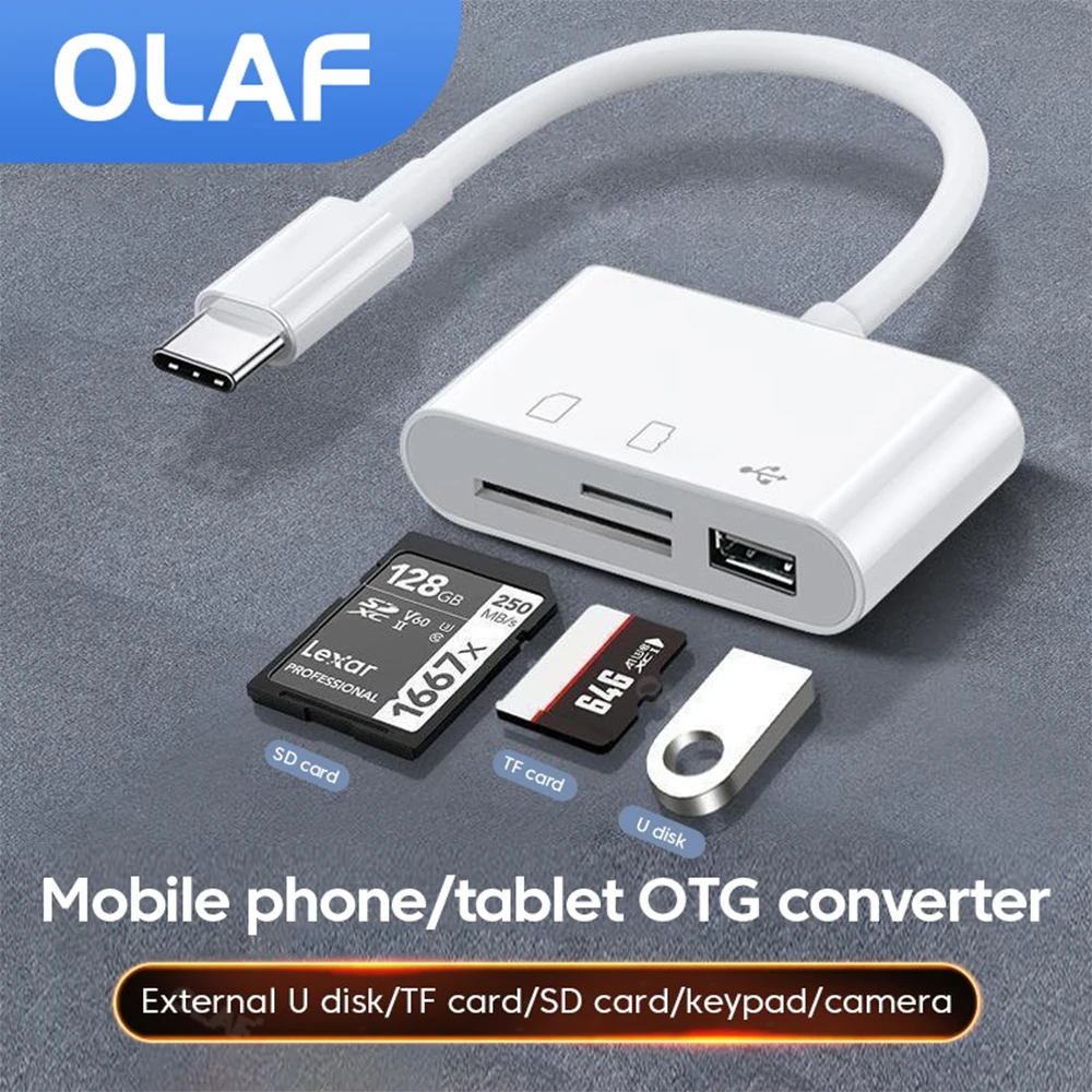 

Olaf 3 in 1 Type-C Adapter TF SD Memory Card Reader OTG Connector Data Transfer for Huawei iPad Macbook USB Type C Cardreader