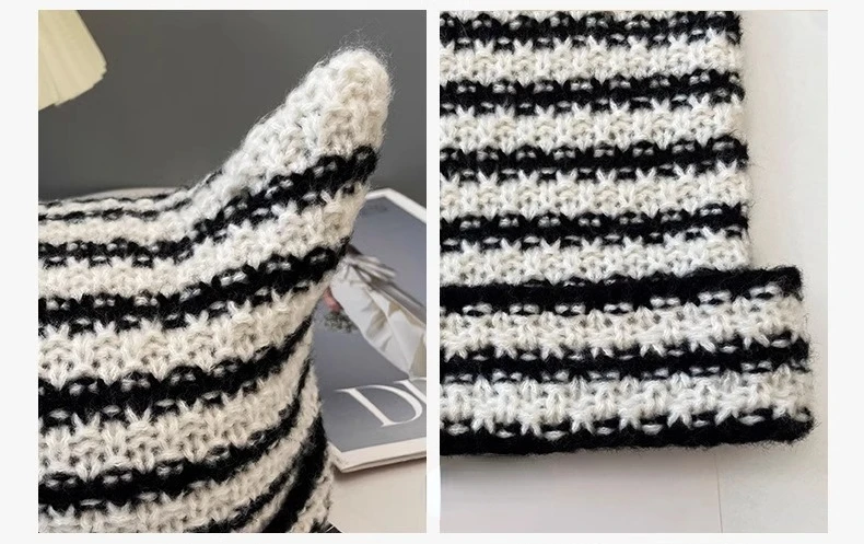 Japanese Harajuku Cat Ears Beanie - Little Devil Striped Design 5