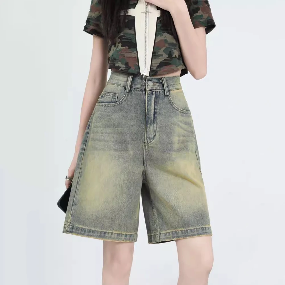New Women Summer Distress Retro Denim Shorts Fashion High Waist A-Line Loose Jeans Shorts Vintage Casual Shorts Above the Knee
New Women Summer Distress Retro Denim Shorts Fashion High Waist A-Line Loose Jeans Shorts Vintage Casual Shorts Above the Knee