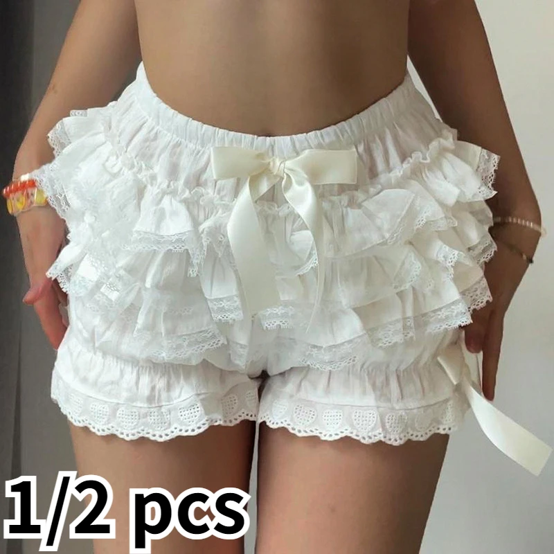 

Womens Lace Ruffle Bloomers Shorts Lolita Dress Safety Shorts Layered Pettipants Victorian Pumpkin Pants Panties Booty Shorts