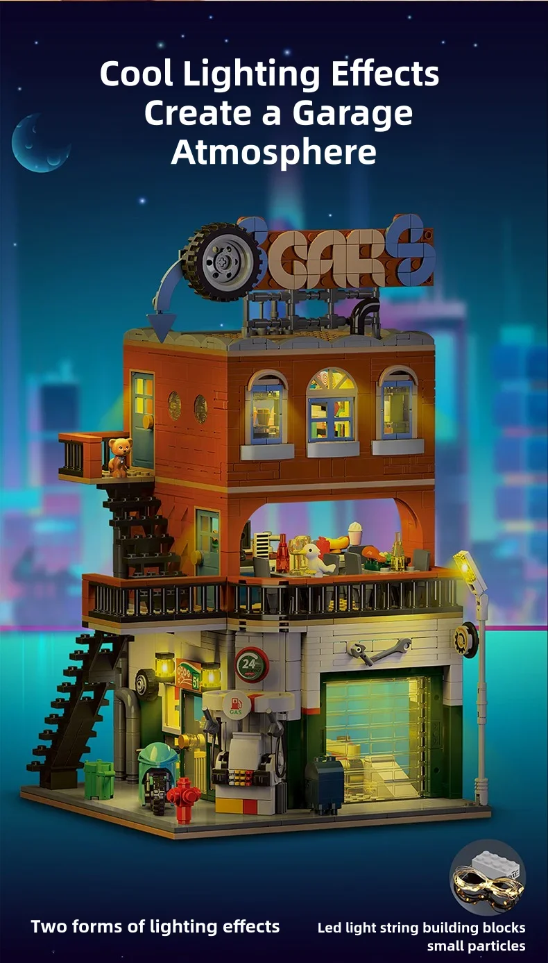 CreativeExpert IDEAS Cities repair Shop City Model MOC Street View 2in1 Building Blocks with light Toys steam 1637pcs CreativeExpert IDEAS Cities repair Shop City Model MOC Street View 2in1 Building Blocks with light Toys steam 1637pcs