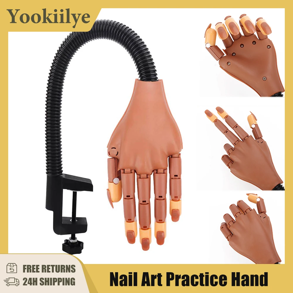 

Nail Practice False Hand Equipment with 100pcs Fake Nails Adjustable Flexible Training Prosthetic Manicure Tools nail supplies