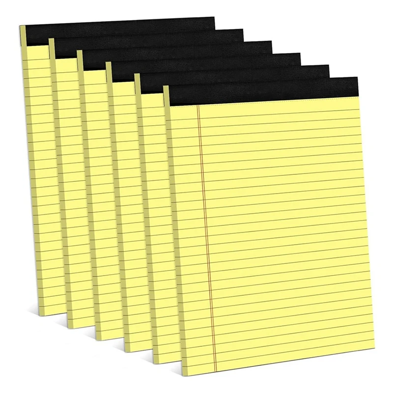 

6 Pack Yellow Note Pads 8.5 X 11.75Inch Narrow Ruled Lined Writing Note Pads Yellow Paper Pads College Ruled Note Pad Durable