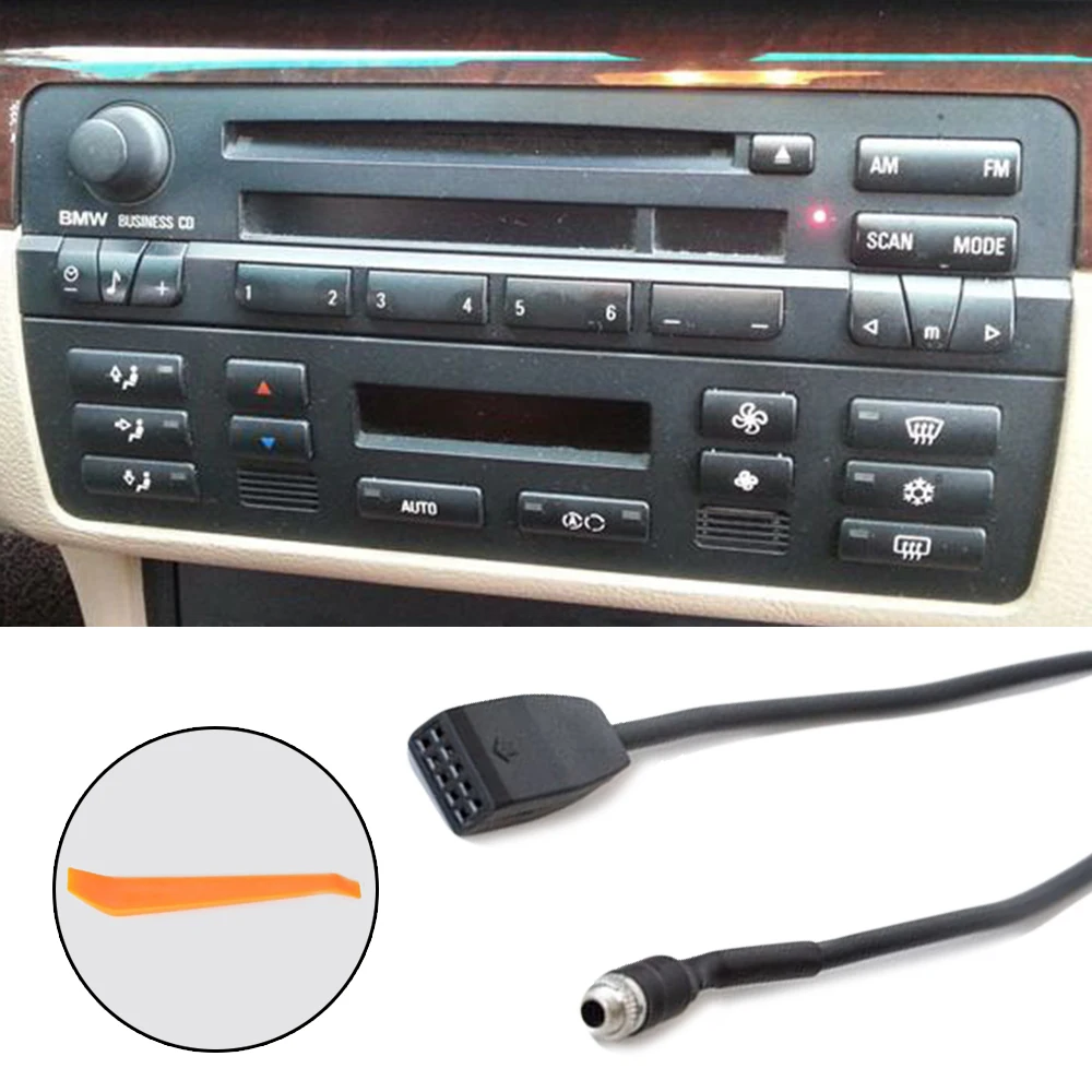

3.5mm Car AUX In Input Interface Adapter MP3 Radio Cable For BMW E39 E53 X 5 E46 320i 320ci 323i 325i Coupe Sedan Convertible