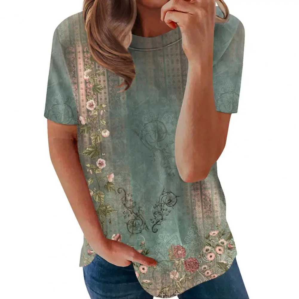 Tee Shirt Classic Breathable Short Sleeve Women Flower Pattern Loose Pullover Tee Shirt Streetwear Women T-shirt Pullover Top
Tee Shirt Classic Breathable Short Sleeve Women Flower Pattern Loose Pullover Tee Shirt Streetwear Women T-shirt Pullover Top