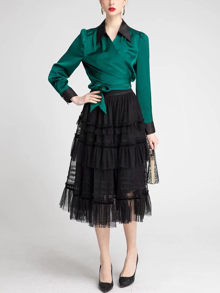 Two Piece Set Fashion High Quality New Spring Women'S Sets Sexy Shirt Tops Black Mesh Half Skirt Chic Elegant Casual Party Suit
Two Piece Set Fashion High Quality New Spring Women'S Sets Sexy Shirt Tops Black Mesh Half Skirt Chic Elegant Casual Party Suit