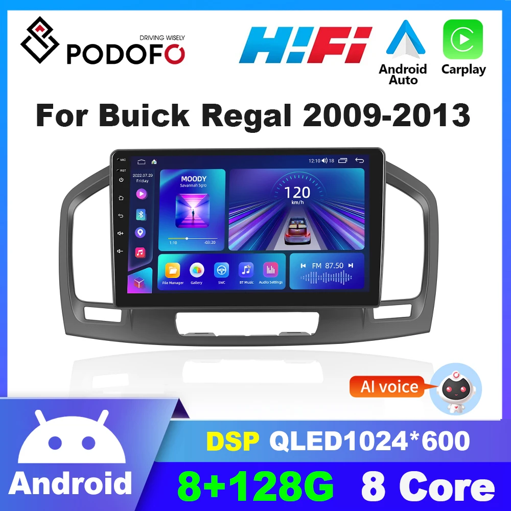 

Podofo 8core Android 2din Car Radio Audio for Buick Regal 2009-2013 Opel Insignia 2008-2013 Carplay autoradio GPS Navigation